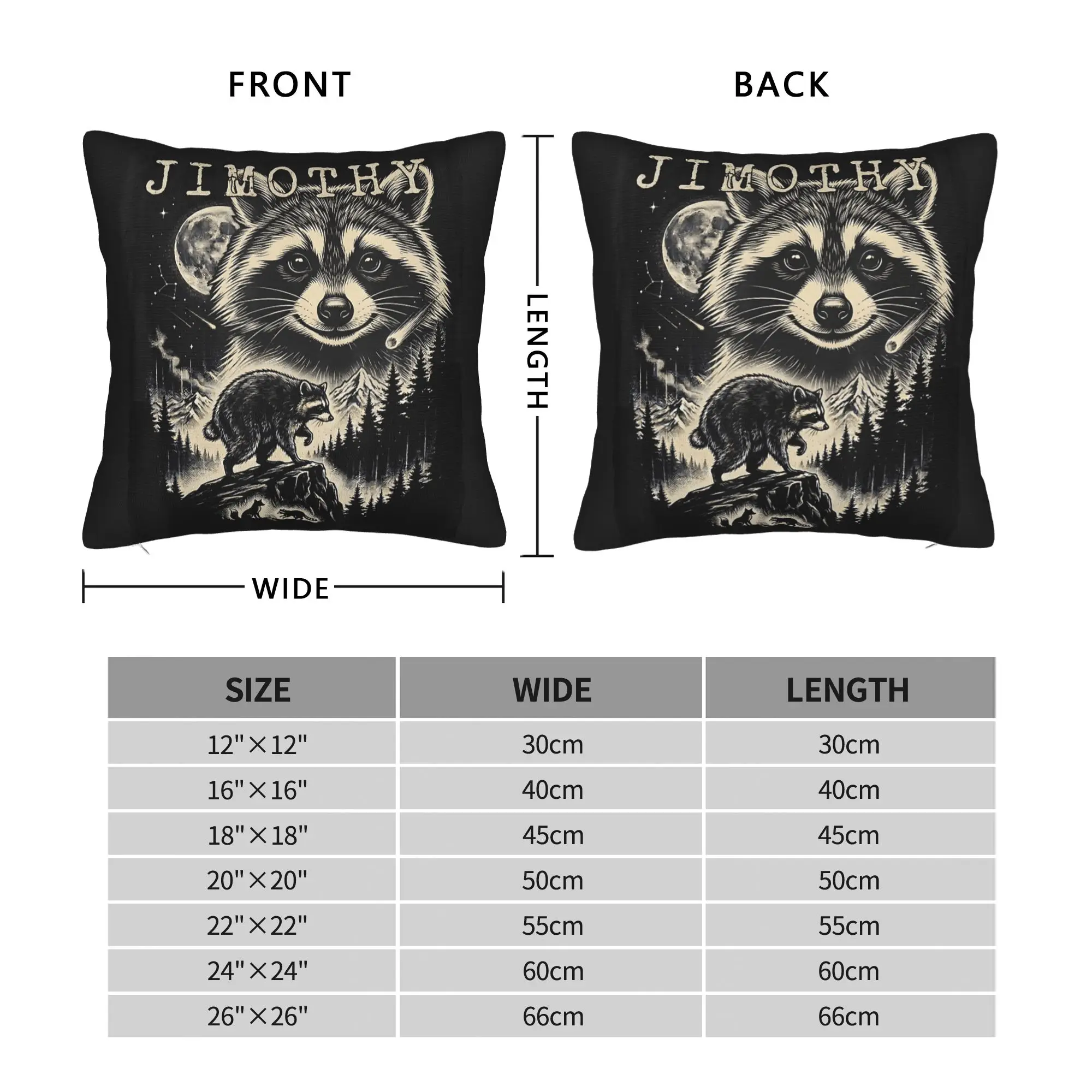 Jimothy Raccoon Moonlit Mountain Wildlife Backyard Panda Pillow Case  Pillow Cover Comfy Pillowcases For Chair Sofa Home Decor