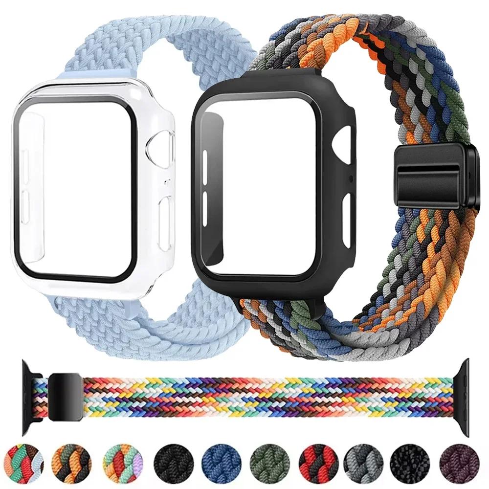 PC-Gehäuse+Nylonband für Apple Watch Ultra 3 2 1 49mm Displayschutzgehäuse iWatch 11 10 9 8 7 6 SE 46mm 42mm 45mm 41mm 44/40mm
