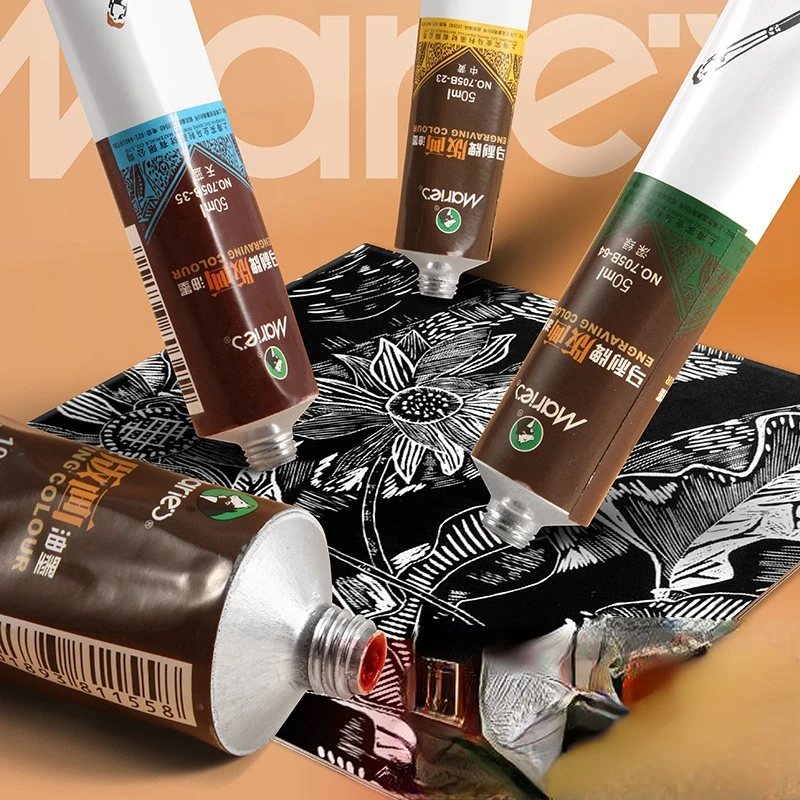 50/100ml Marley Print Ink Pigment Aluminum Tube Packaging Painting Washable Oily Board Painting Art Material Carving