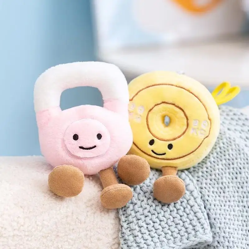10/16 cm simulazione nuovo fitness bollitore campana manubri bilanciere pezzo zaino pendente riempito con giocattoli di peluche cartone animato anime carino
