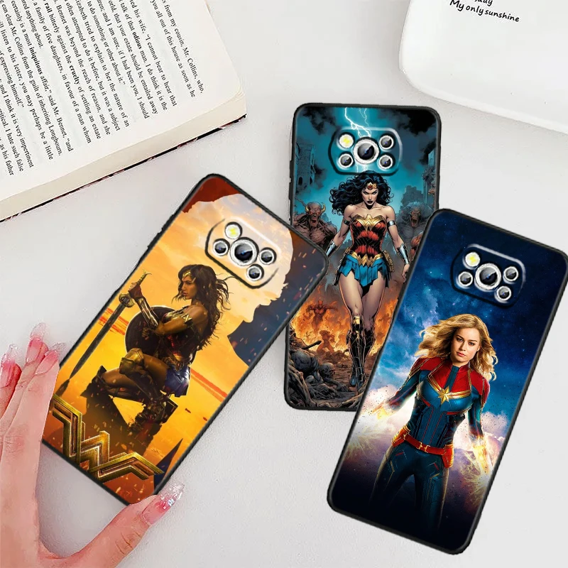 W-Wonders Woman Brave Anime For Xiaomi Mi Poco F5 F4 F3 X6 X5 X4 X3 M6 M5 M5S M4 M3 C65 Pro GT NFC 5G Black Soft Phone Case