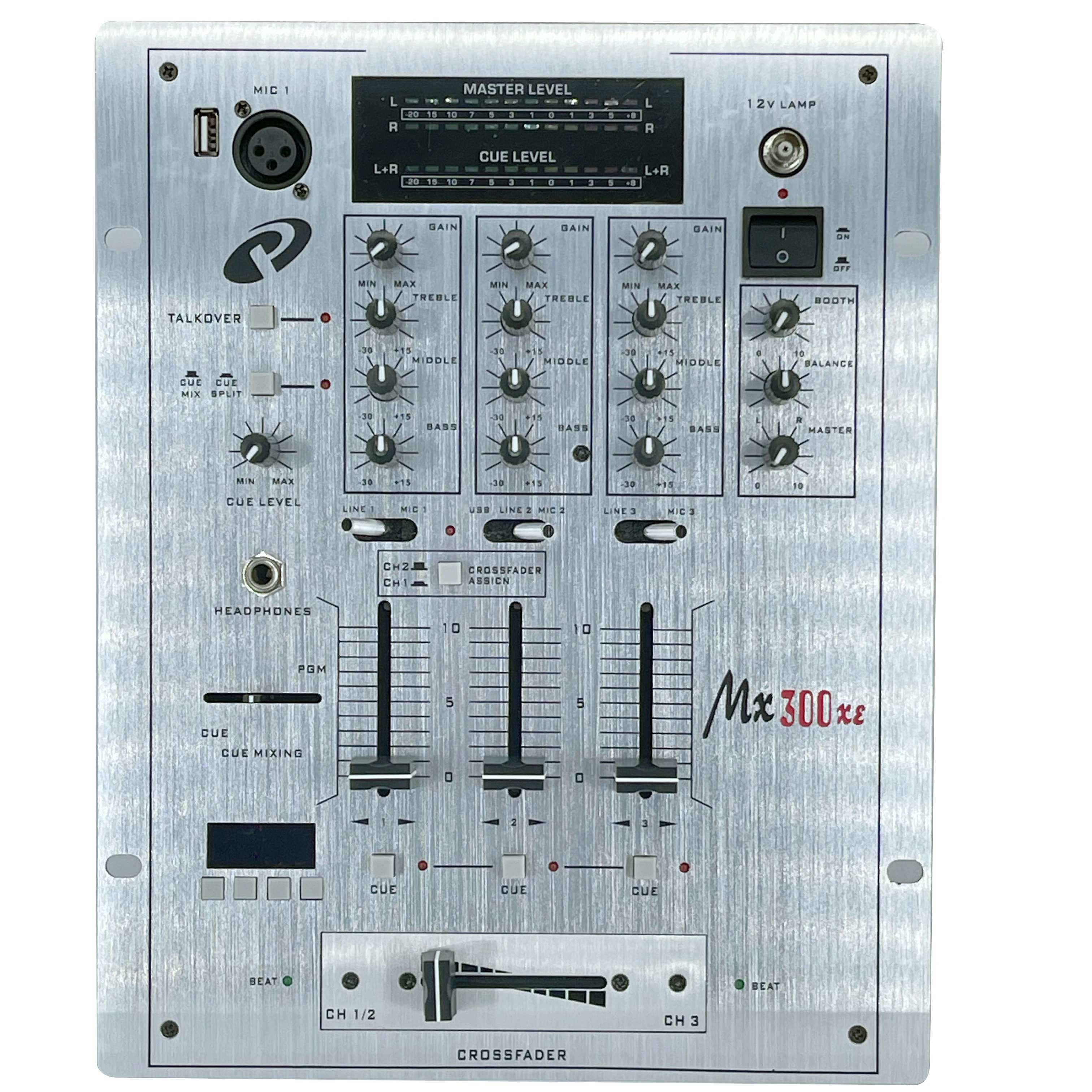 Recordio MX300 Professional 3-Channel DJ Mixer Console Disc Player with 20W Power 110/220V for Bar Concert Home Parties (Black)