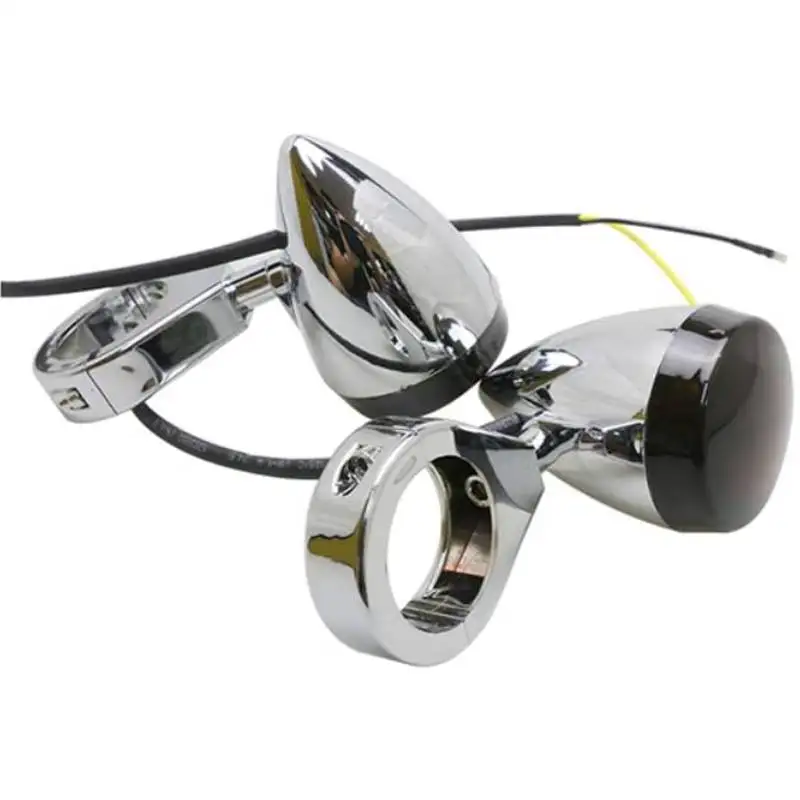 4Pcs Motorcycle Turn Signal LED Lights Front Rear Fork Clamp For Harley 39mm/41mm Indicator Lamps