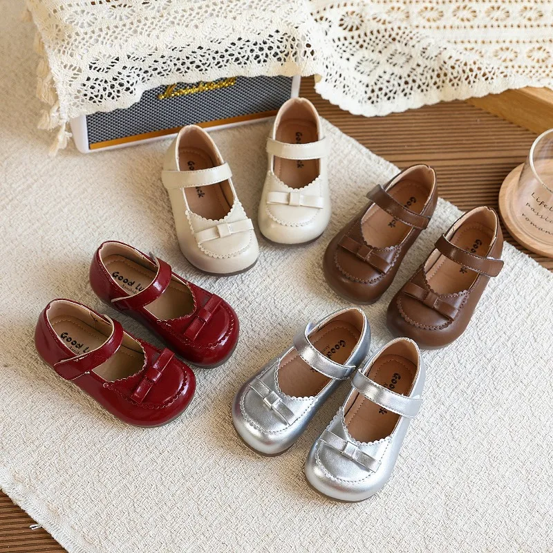 

Туфли Мэри Джейн для девочек с бантом, детские кожаные туфли для вечеринок и свадеб, туфли-балетки для маленьких детей, туфли принцессы, весна-осень, новинка