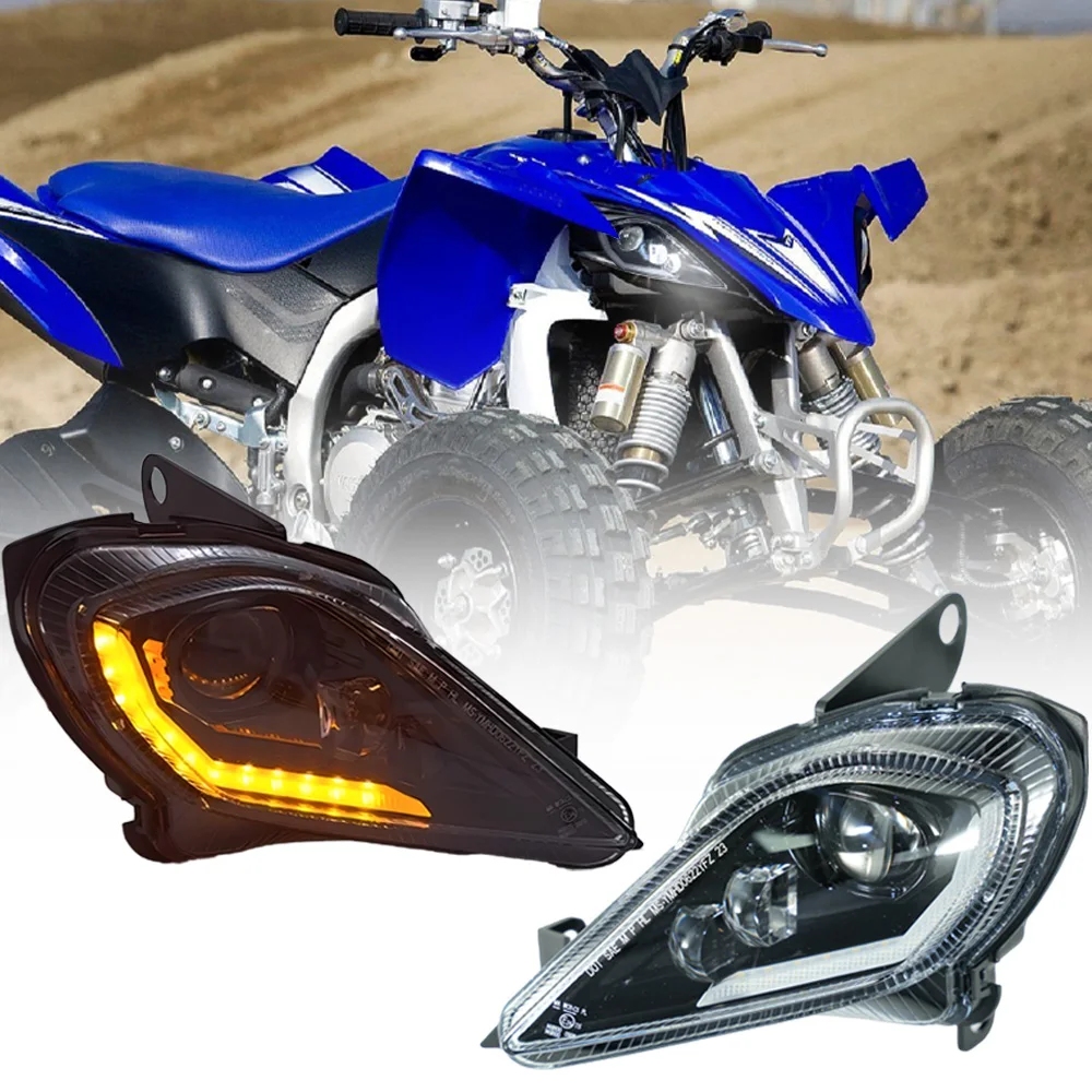 

E24 LED Headlights Assembly Plug and Play For Yamaha YFZ 350 450 450R 450X YFM 250 350 700 With Turn Signal Light DRL Hi-Lo Beam