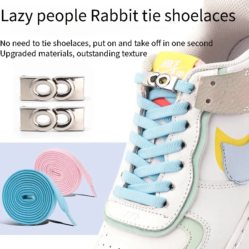 

1 pairmetal buckle Lazy people laces men's and women's quick on/off laces sneakers elastic laces 20 colors shoe accessories