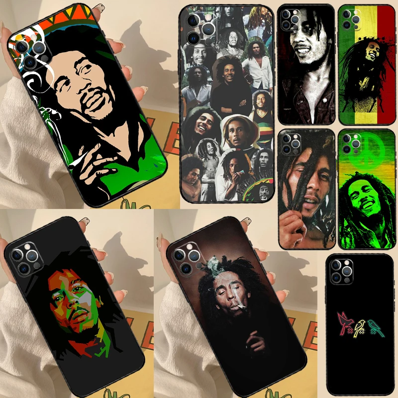 Singer Bob Marley Case For iPhone 11 12 13 14 15 16 Pro Max Cover For iPhone 13 12 Mini XR X XS Max Plus