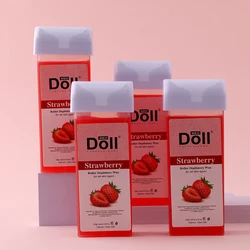 Beauty Spa quality 100g strawberry Roll On Hot Depilatory soft Wax Cartridge Hair Removal liposoluble warm roller Wax