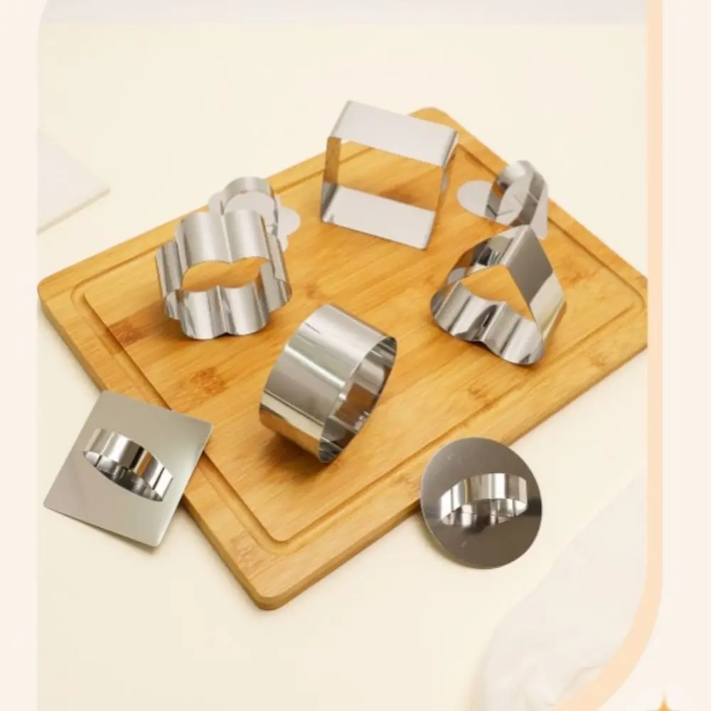 4Pcs Stainless Steel Cake Ring Mold DIY Baking Easy Release Dessert Food Molds with Pushers Reusable Surface Smooth Mousse Mold