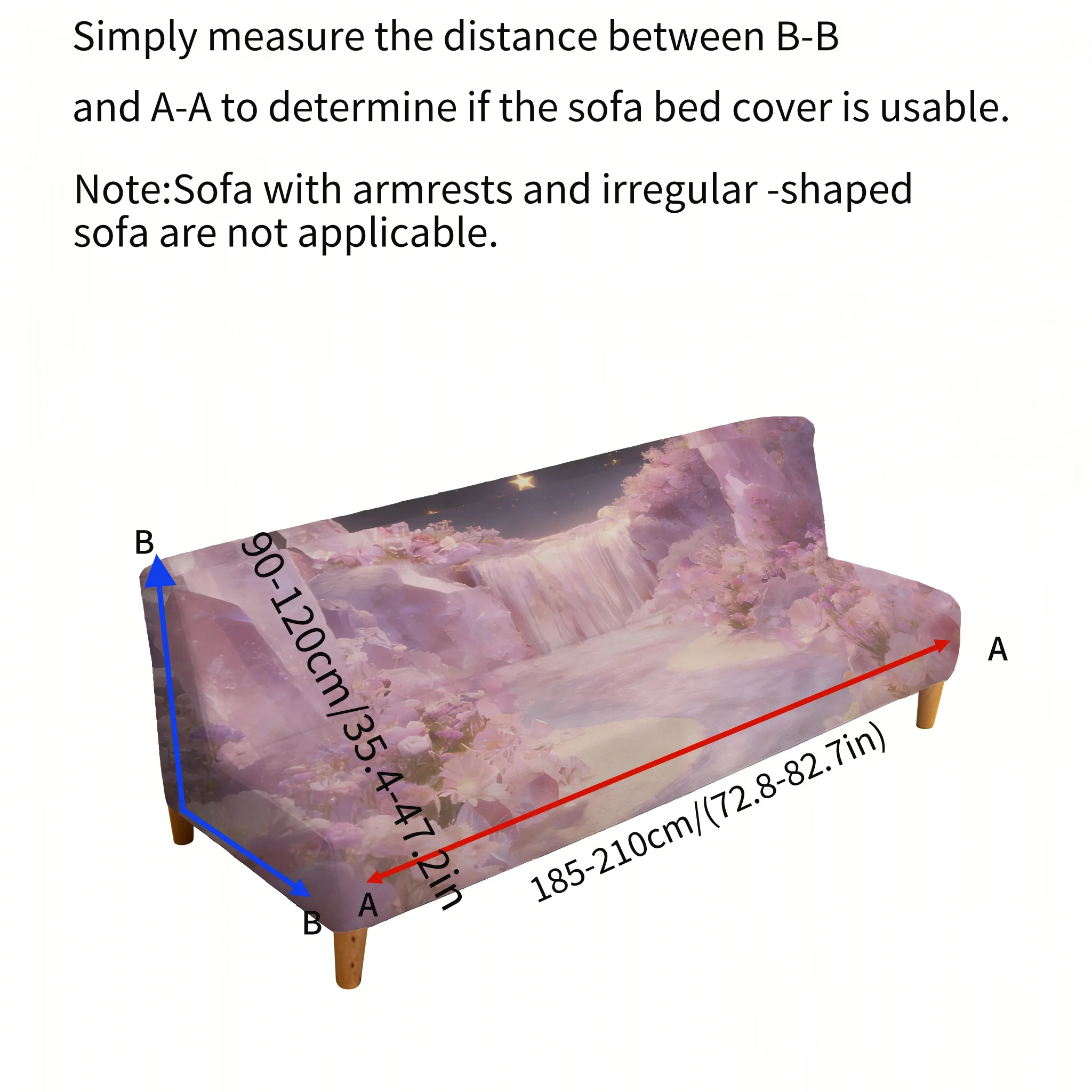 Armless elastic sofa bed cover, crystal waterfall pattern, dustproof machine washable sofa bed cover