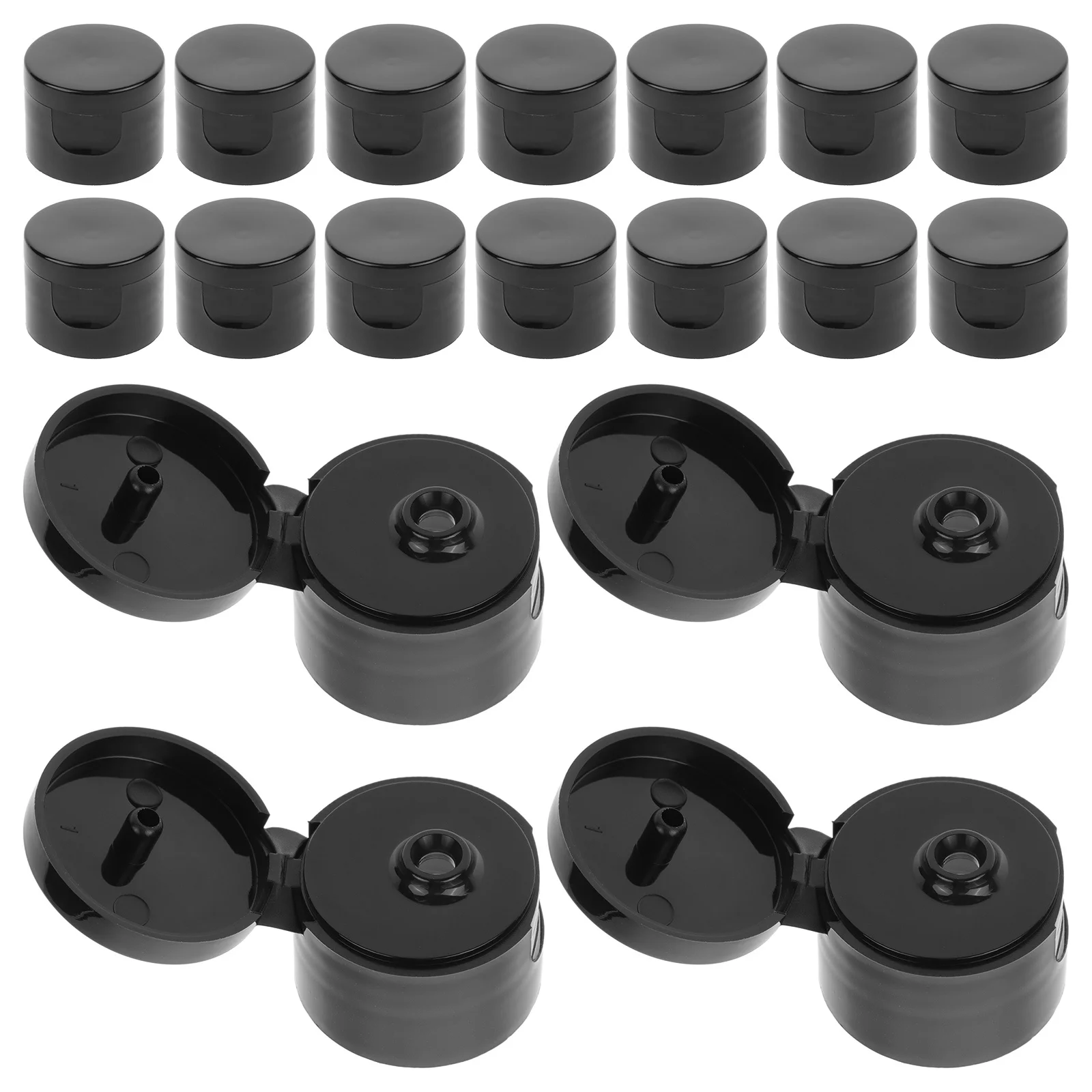 

50pcs Black Glossy Cap 24mm Plastic Bottle Cap Lotion Jar Accessory Refill Cover Replacement