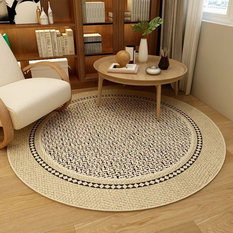 

American Style round Carpet Luxury Flocking Living Room Coffee Table Mat Bedroom Wardrobe Chair Home Decorative Rug