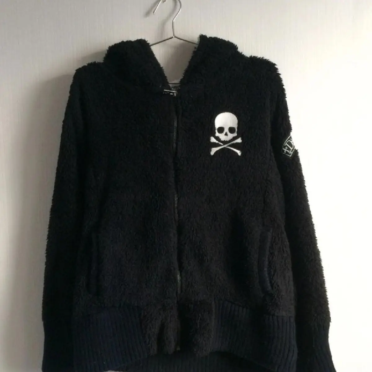 Y2k Lamb Wool Jackets Women Gothic Hoodies Cross Skull Grunge Zipper Sweatshirts Vintage Casual Hooded Coats Haraiuku Streetwear