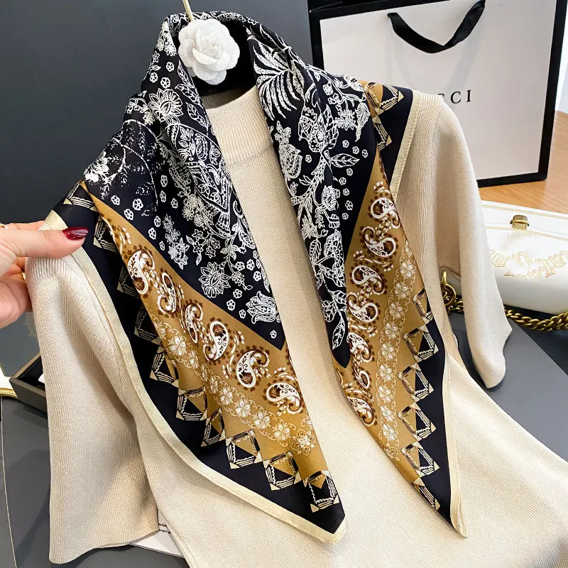 

New 2024 Fashion 100% Silk Scarf Women Handkerchief Female Bandana Neck hijab lady girl Spring Foular Neckerchief Square Scarves