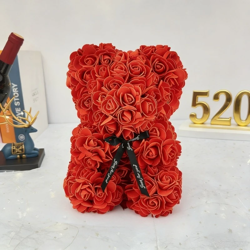 Oso de Peluche con Rosa Eterna Artificial para Mamá, Regalos para el Día de la Madre, Cumpleaños, San Valentín, Aniversario y Decoración Artificial para el Hogar