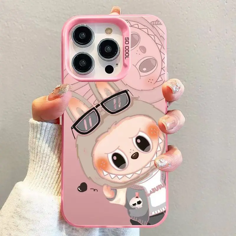 Cute Cartoon Labubu Phone Case For iPhone 16 15 14 13 12 11 Pro Max X XR XSMAX 8 7 Plus Candy Matte Shockproof Back Cover