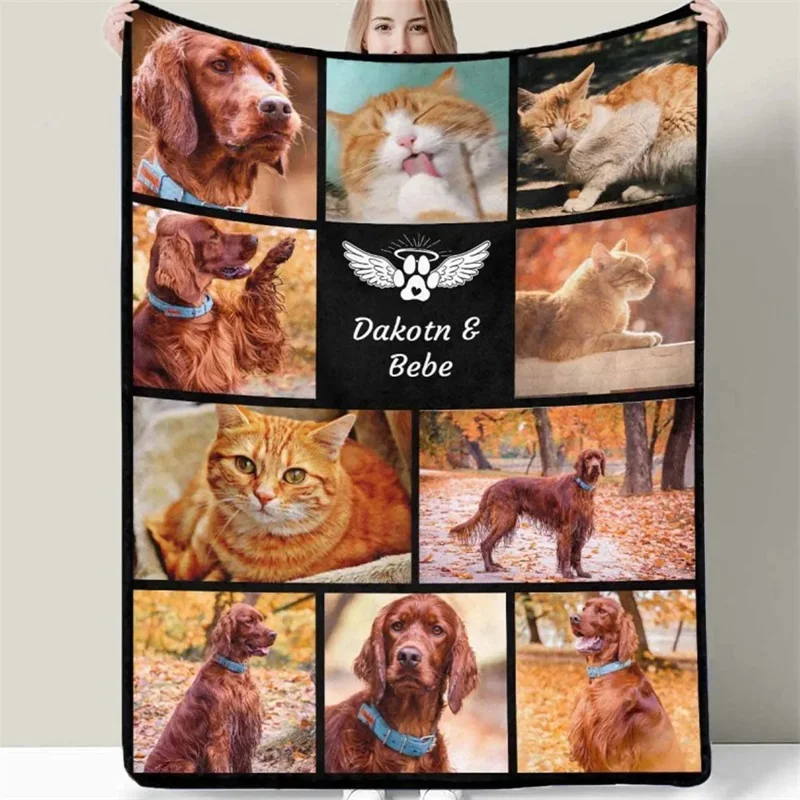 Custom Flannel Throw Blanket Personalized Photo Fleece Blanket Sofa Gift Customized Text Pictures Sudoku for Pet Friends Family