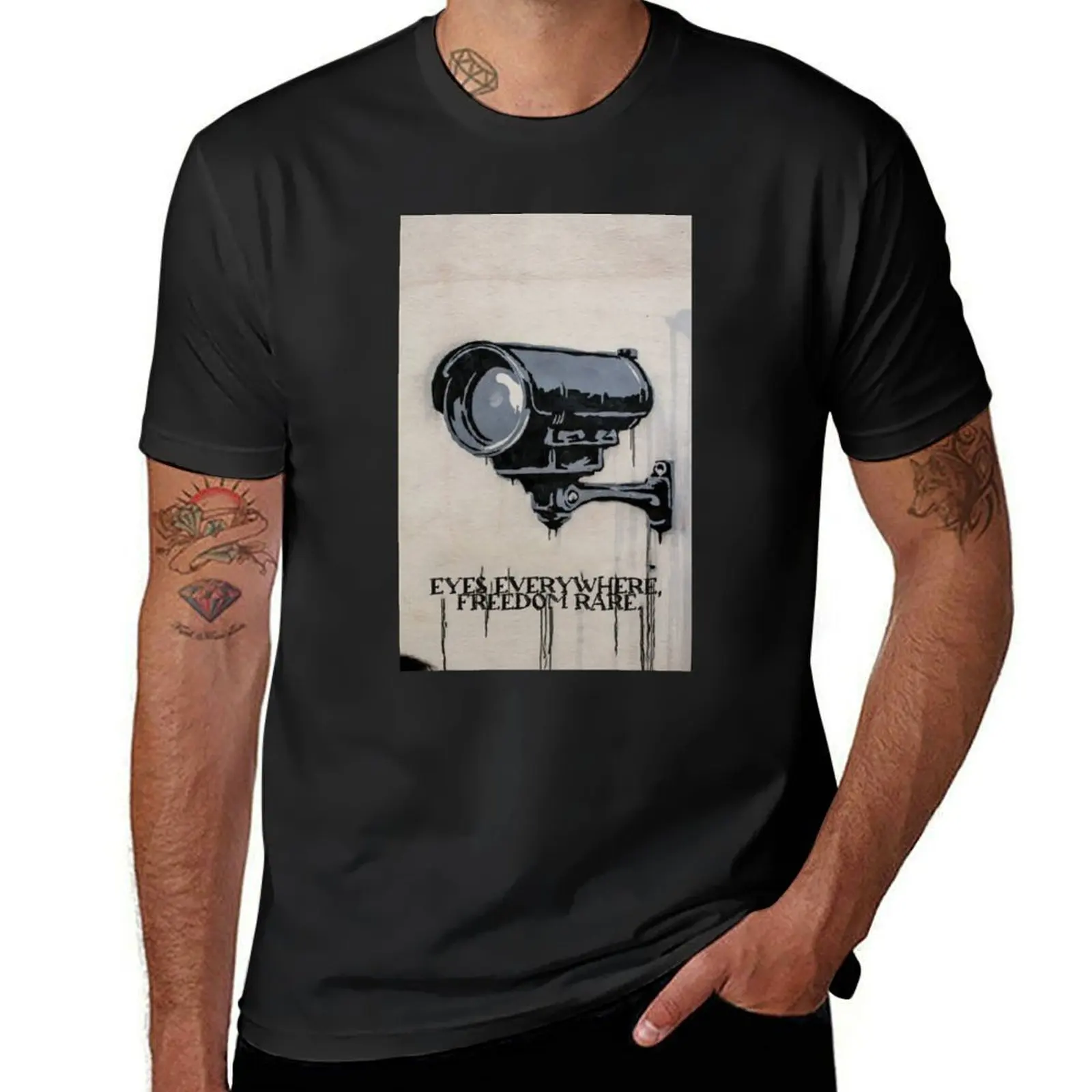 Camera Stencil Graffiti T-Shirt boys whites vintage plus sizes quick-drying Men's t shirts