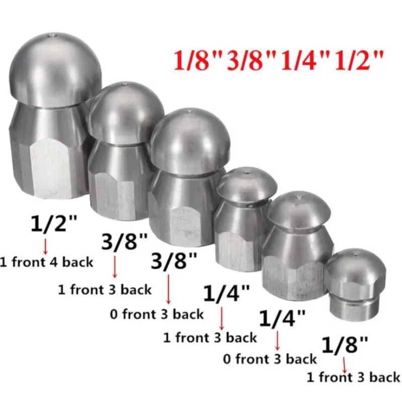 Stainless steel high pressure sewer and drain cleaning nozzle, sewer jet rotary nozzle