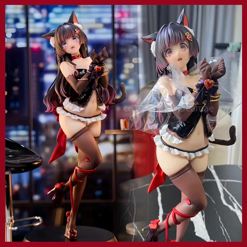 

Original Siki Anim Anim Anime Pretty Girl Bound Cat Lufna 1/7 Model regular version Collection Red Dress Love Ribbon Kids Gifts