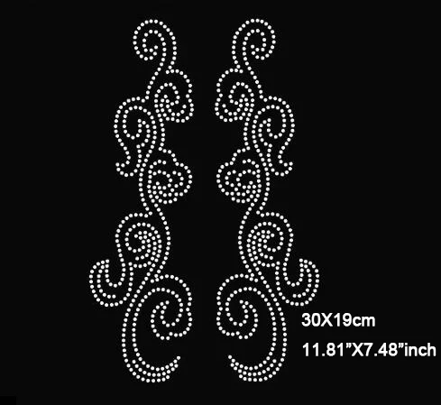 4pcs/lot(30X19cm)Symmetrical flower pattern on both sides Hot fix Rhinestone Transfer Motifs Crystal Rhinestone Sewing(SSA-3667)