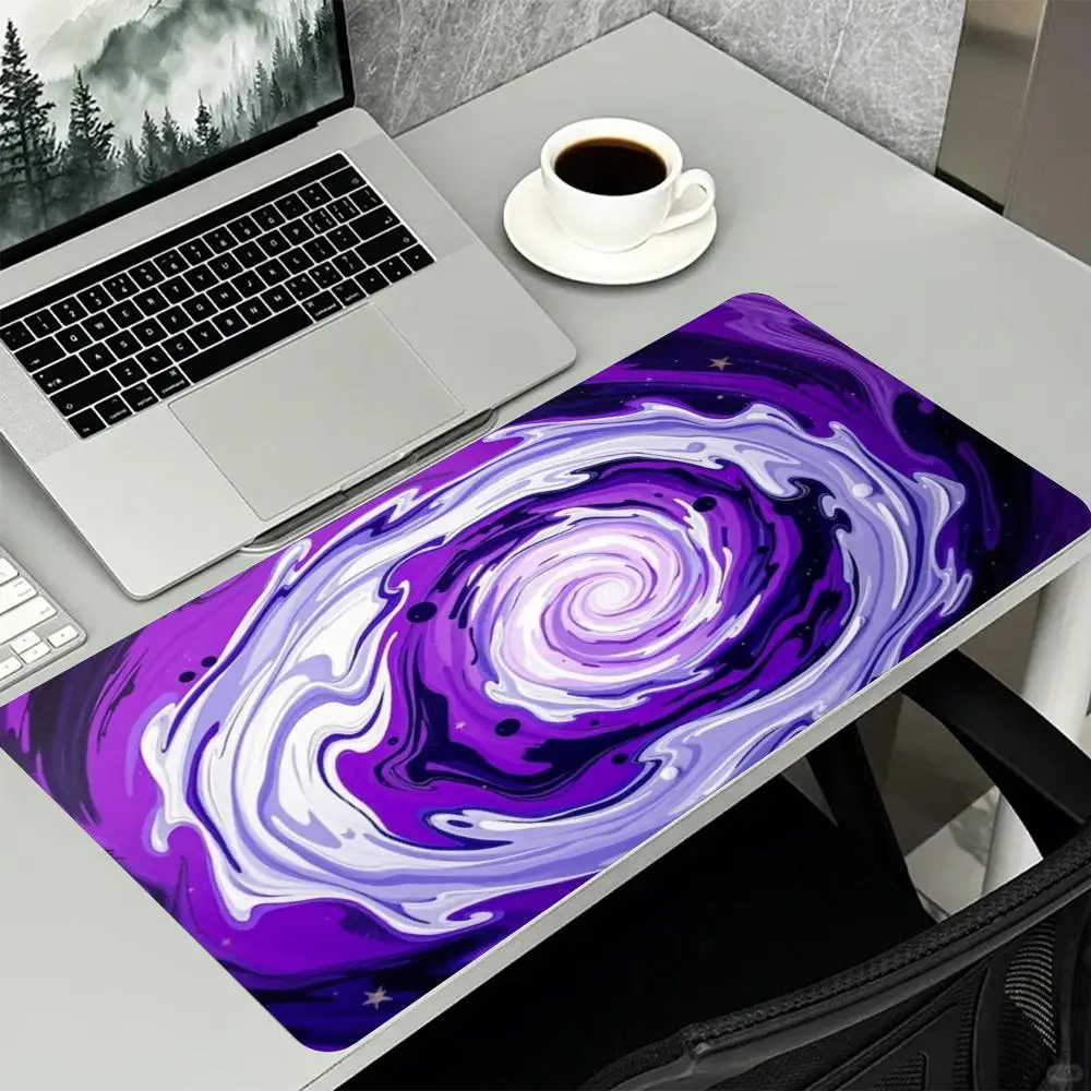 XXL Large Gaming Mouse Pad Liquid Swirl Abstract Extended Keyboard Desk Mat Non Slip Rubber Stitched Border Computer Tray