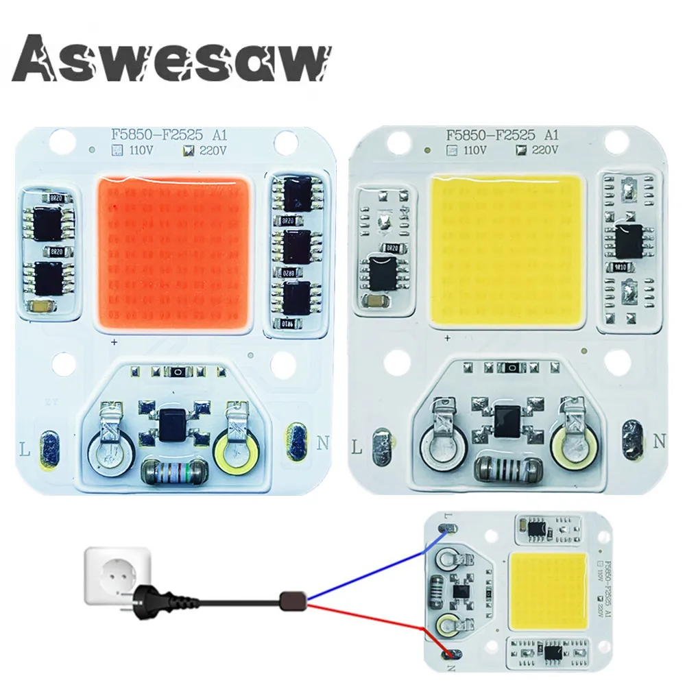 A espiga conduziu a microplaqueta CA 110v 220v, 10w, 20w, 30w, 50w, espectro completo, para a planta cresce, ampola