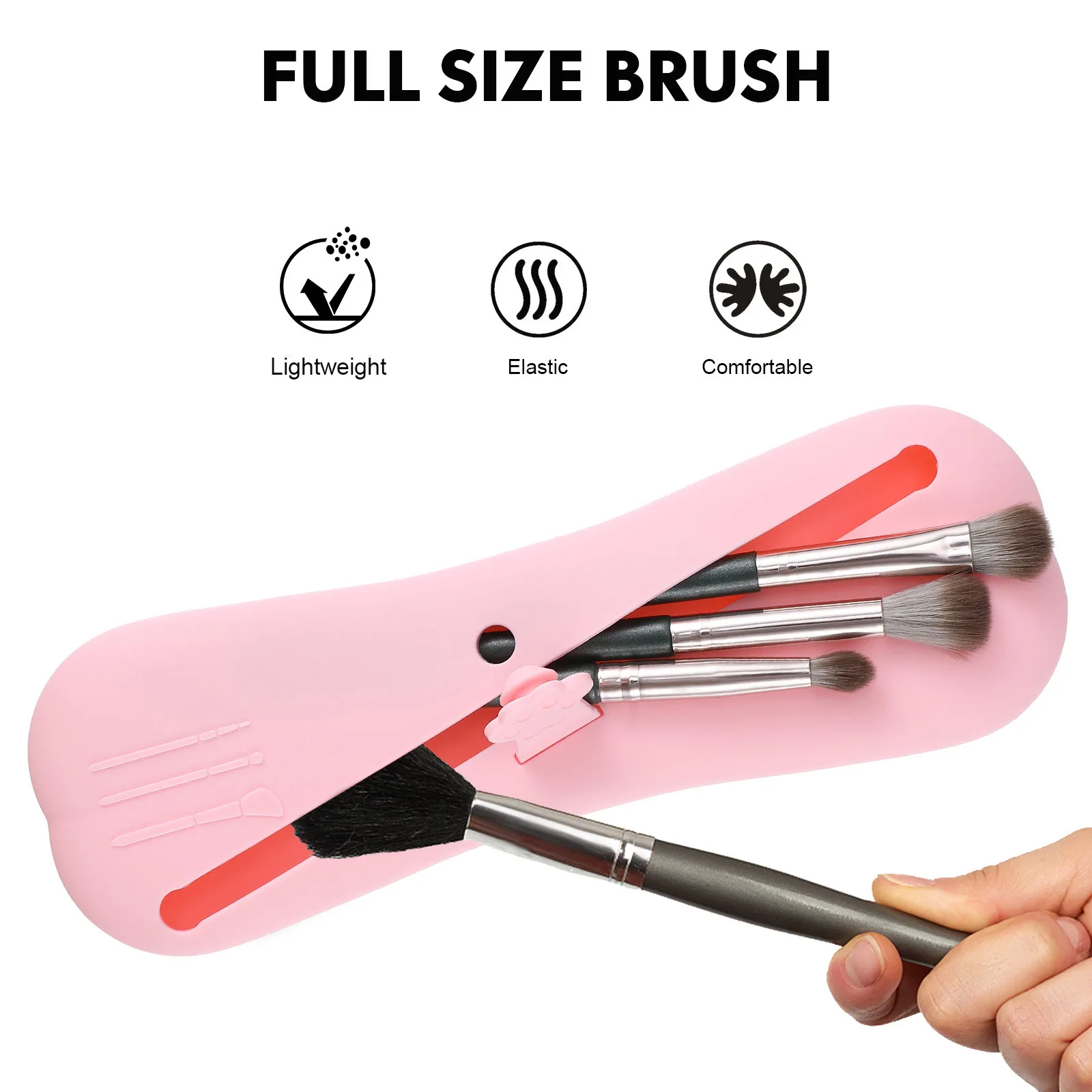 

2 Pcs Brush Holder Pink Coffee Travel Makeup ganizer Silicone Bag Storage Case for Travel Accessories
