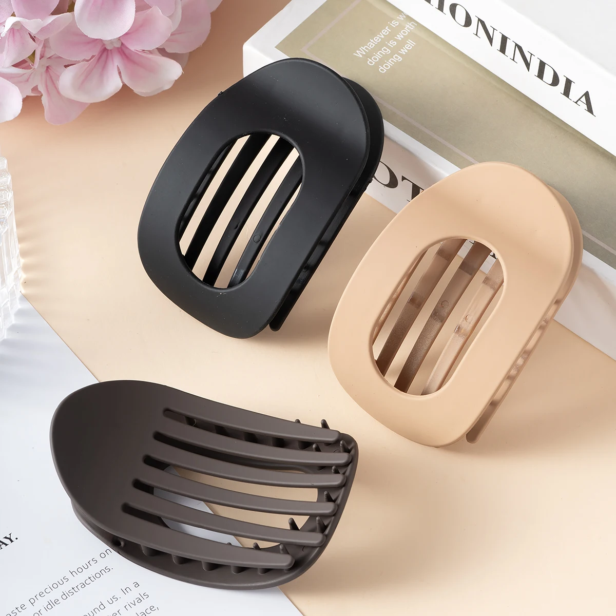 3pcs Jepit Rambut Korea Elegan Matte Model Crab Acetic, Jepit Rambut Sendok, Jepit Rambut, Barrettes Baru, Aksesoris Rambut Wanita untuk Kuncir Kuda