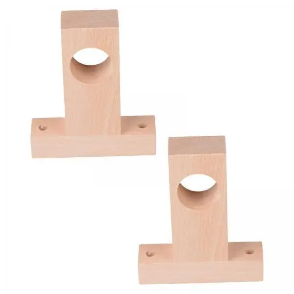 4x 2 Pieces Wood Curtain Rod End Curtain Rod Support Bracket Curtain Hangers Hardware Roman Pole Bracket for Bedroom Hotel Home