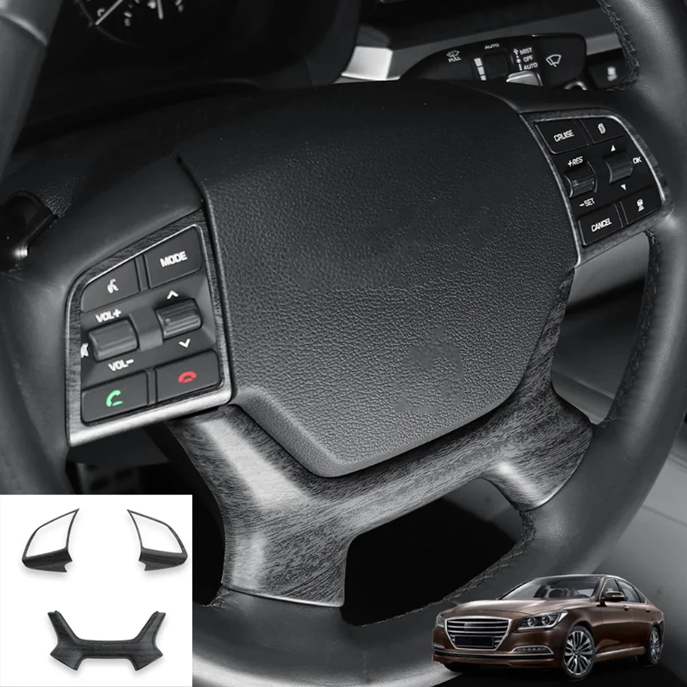 

Для Genesis G80 DH 2015-2020 тюнинг автомобиля 3 шт. кнопка переключения на руле, накладка на панель, крышка, аксессуары с левым рулем/правым рулем