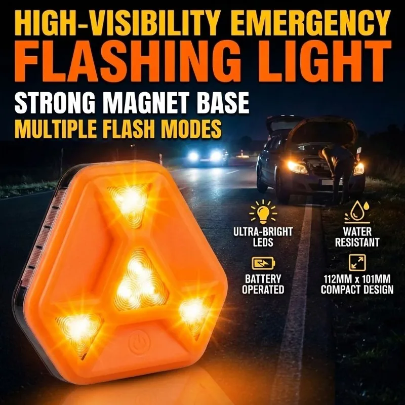 USB Rechargeable Warning Light Emergency Amber Flashing Traffic Safety LED Road Flare Car Magnetic Beacon White Work Repair Lamp