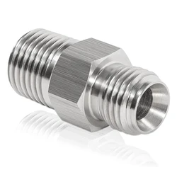 1/4” Male NPT Fitting Adapter, 1/4” Male NPT to M12 X 1.25 M12X1.25 Male Metric, Stainless Steel Pipe Gauge Fitting Adapter
