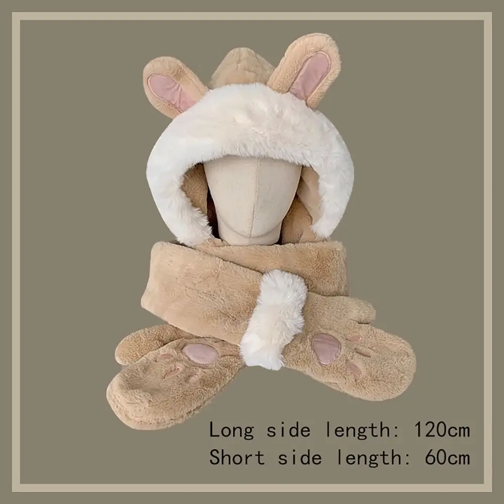 Conjunto Brimless Ear Protection Hat and Scarf, Conjunto Conveniente, Quente, Chapéu, Roupa Diária, Bonito, Inverno