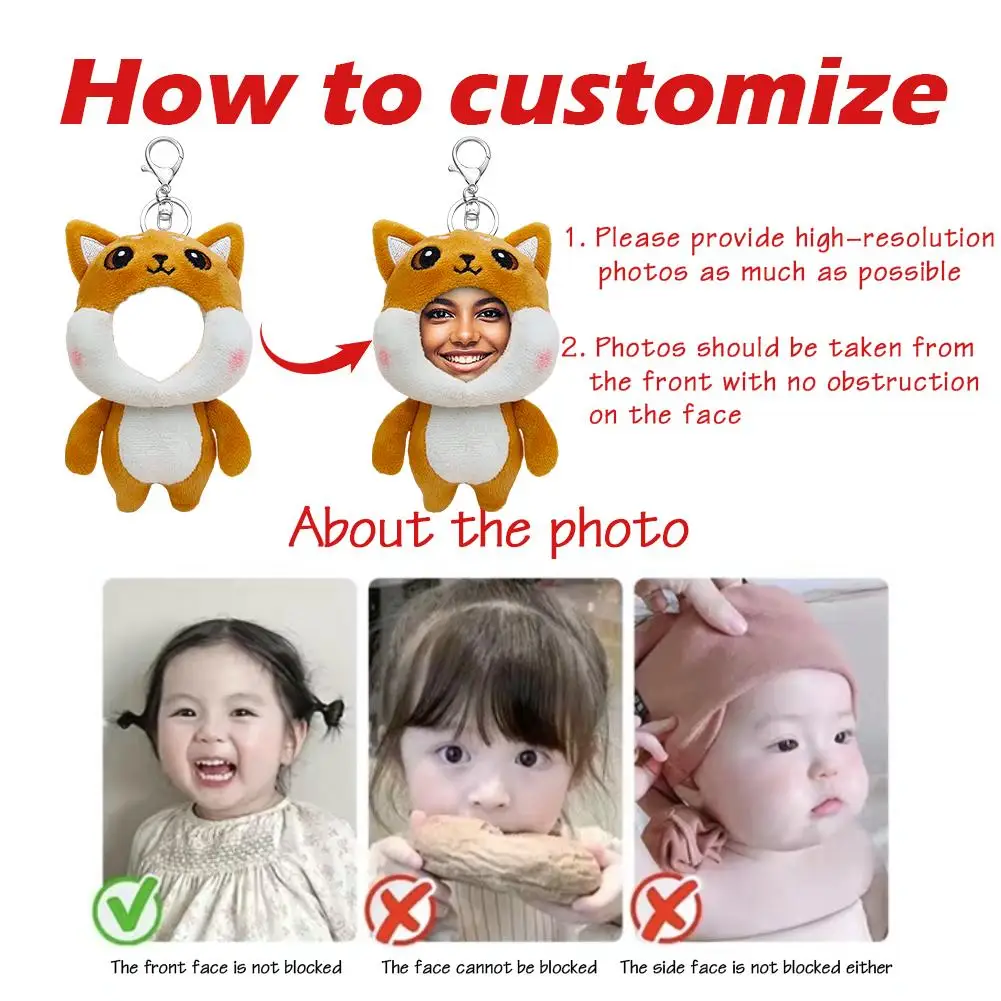 Personalized Create Unique Custom Doll Women 3D Human Face Photo DIY Doll Pendant Bag Keychain Decor Gift Birthday For Friend