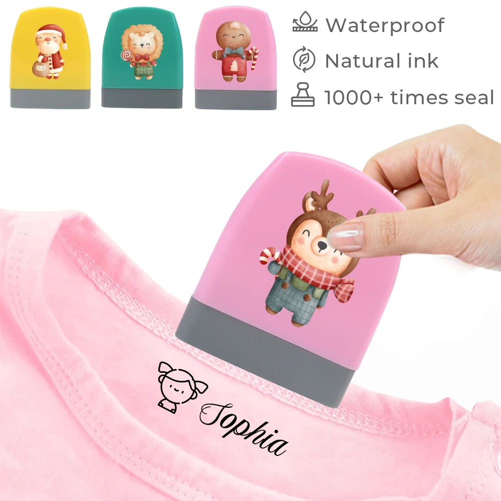 1 Stück personalisierter individueller Namensstempel, Weihnachtsmuster, Kleidung, Namenssiegel, professioneller Titelstempel