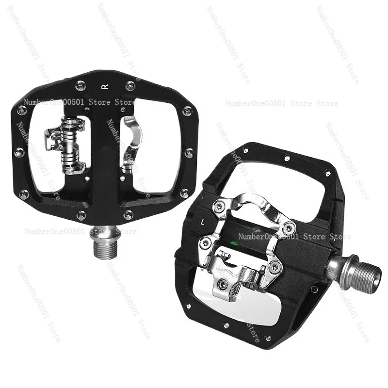 

Mountain Bike Pedals Aluminum Flat Pedal with SPD Cleats 2 in 1 Cycling Pedals for MTB Road Bike -095
