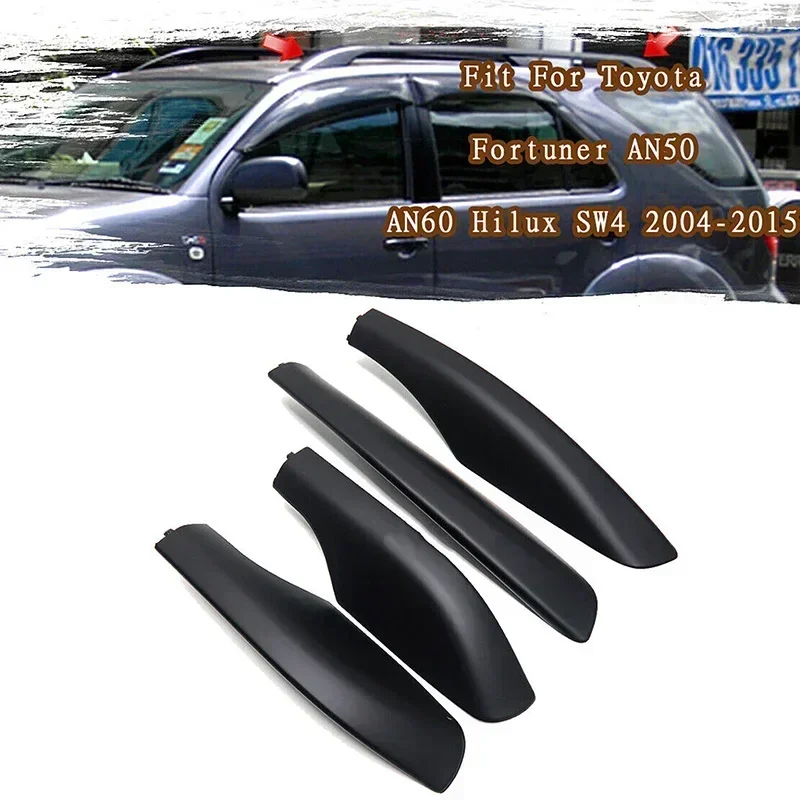 4pcs Car Roof Luggage Rack Covers Plastic Roof Rack End Trim Shell Cap Car Accessories For Toyota Fortuner AN50 AN60 2004-2014