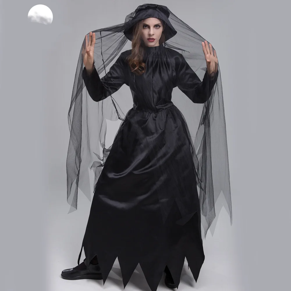 

New Halloween Horror Bride Dark Cosplay Performance Costume Masquerade Ball Outfit Polyester Material Stage Performance
