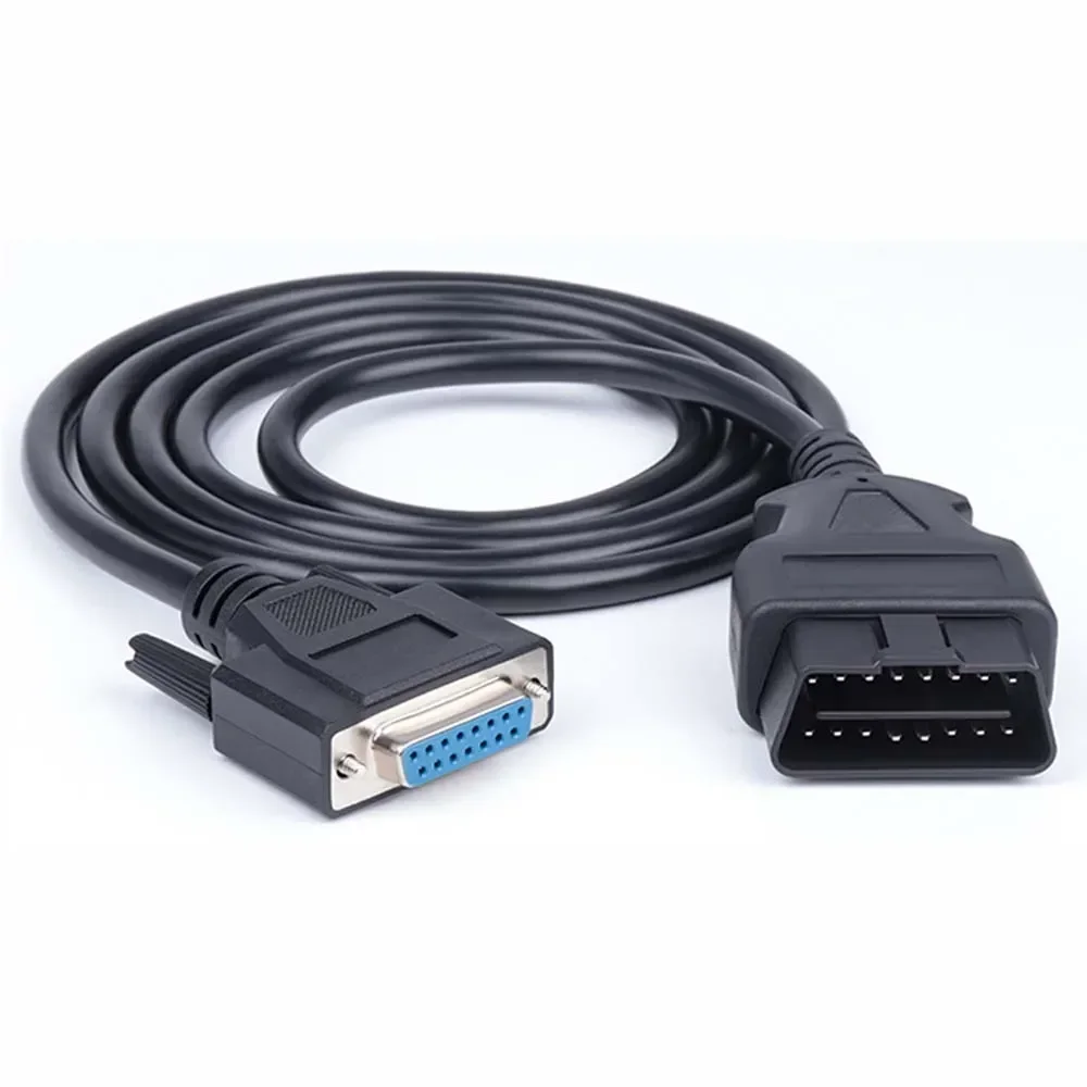 120cm Car 16PIN OBD2 Male To DB15PIN Female Cable DB15 PIN Interface Serial RS232 DB 15PIN OBD Gateway Diagnostic Tool Conector