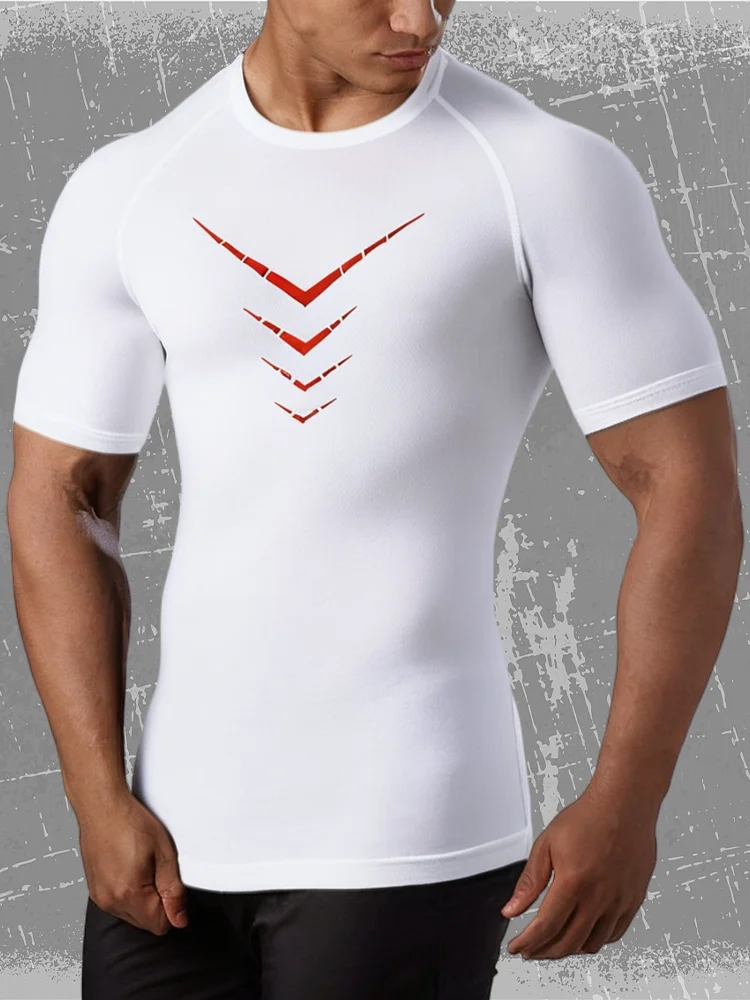 Herren Kompressionsshirt Schnelltrocknend Sport-T-Shirt Kurzarm Fitness Laufshirt Trainings-Unterhemd Athletische Basisschicht