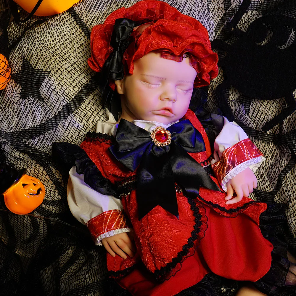 18.11 INCH grote herboren full body siliconen pop schattige glimlach pasgeboren babymeisje