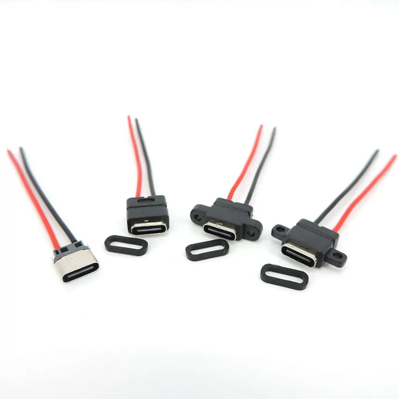 

1 шт. водонепроницаемый USB Type-C 3,1 2-контактный разъем USB C гнездовой сварочный кабель для зарядки провод разъем 180 ° 90 ° Для ремонта своими руками A07