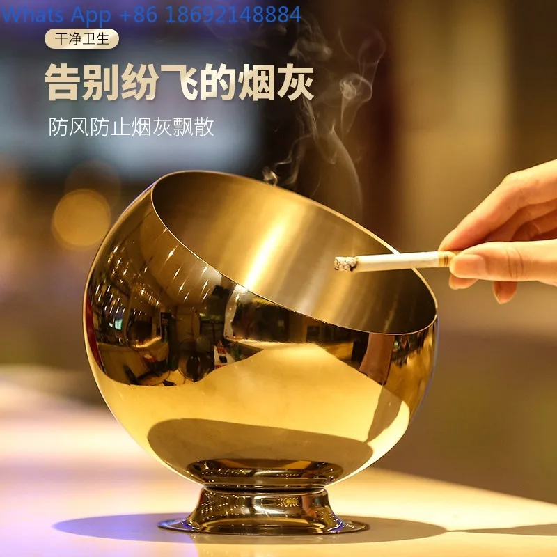 Stainless Steel Thickened Ashtray Anti-Fly Ash Anti-Fall Bar Creative Ashtray Ins High-End Feel
