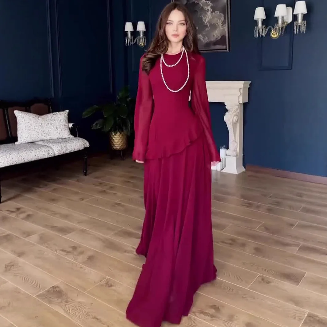 

Spring 2025 New Soft and Elegant Temperament Long-sleeved Long Dress Luxury Light Dress Women