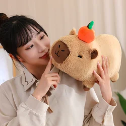 Simulation Capybara Plush Toy Capibara with Fruits Fluffy Doll Stuffed Animals Bubble Pendant Funny Gift for Girls Boy