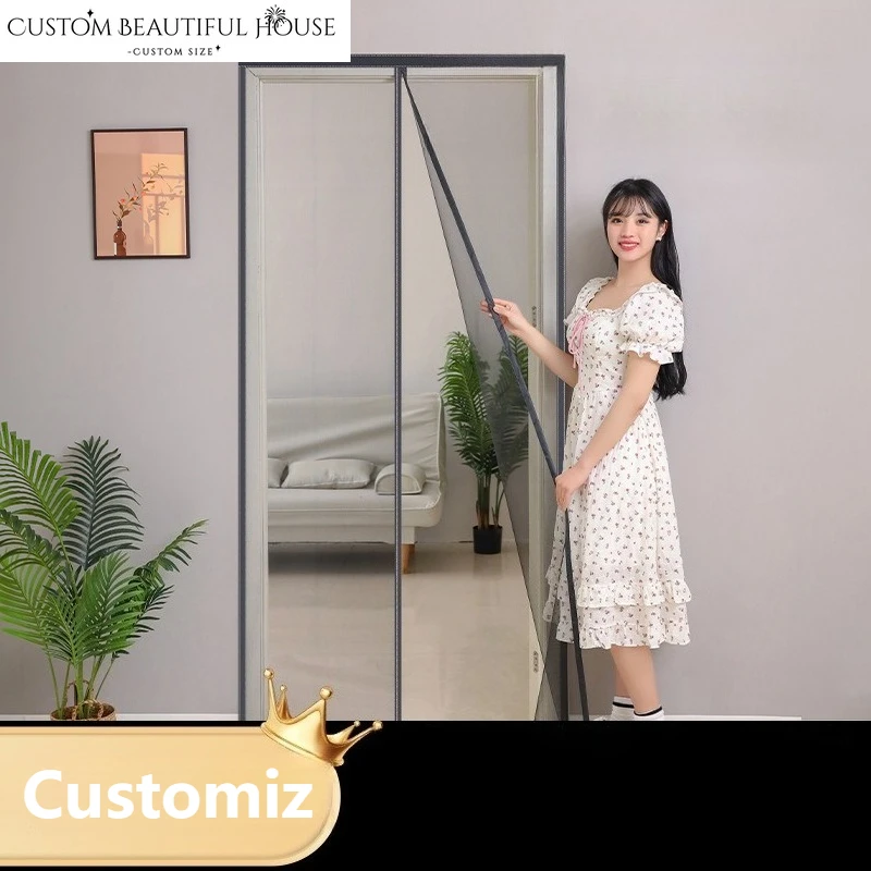 

Custom Size Mosquito-resistant Door Curtain Magnetism Curtains for Living Room Bedroom Dining Hall Classic Simple Modern Decor