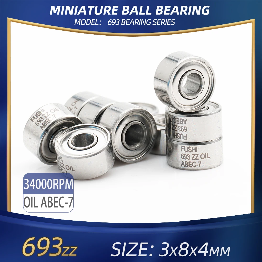 FUSHI 693 Bearing 3x8x4 mm 10Pcs Steel/Ceramic Hybrid
