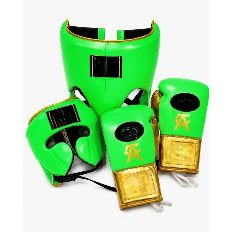 Professional Lightweight Custom Leather Boxing Gloves with Head Protector and Own Logo Lace-up