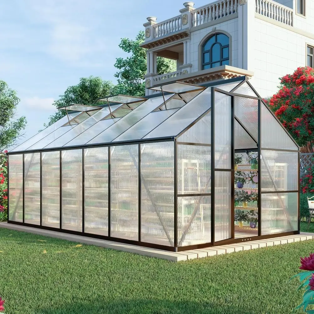 

8x14 CQZY Walk-in Greenhouse, Outdoor Garden Enclosure, Green